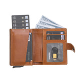 Smart Leather Wallet & Mechanical Card Holder with RFID Bayelon
