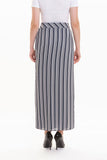Guzella Women's Striped Grey Maxi Pencil Skirt with White Thin Plisse Slit Guzella