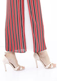 Guzella Women's Striped Red Maxi Pencil Skirt with White Thin Plisse Slit Guzella